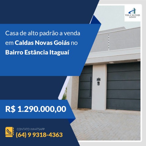 Imagem representativa: Casa de alto padrão a venda em Caldas Novas Goiás no Bairro Estância Itaguaí | ENTRE EM CONTATO